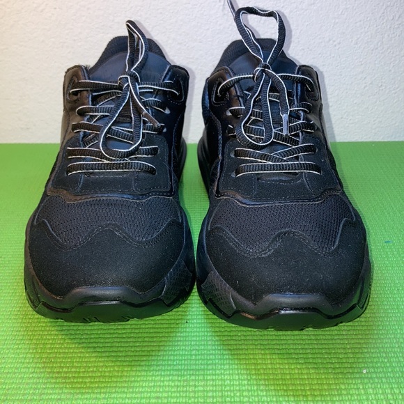 Zara women’s running shoes size eur 38 (us 7.5) triple black lace up sneakers - Picture 9 of 11